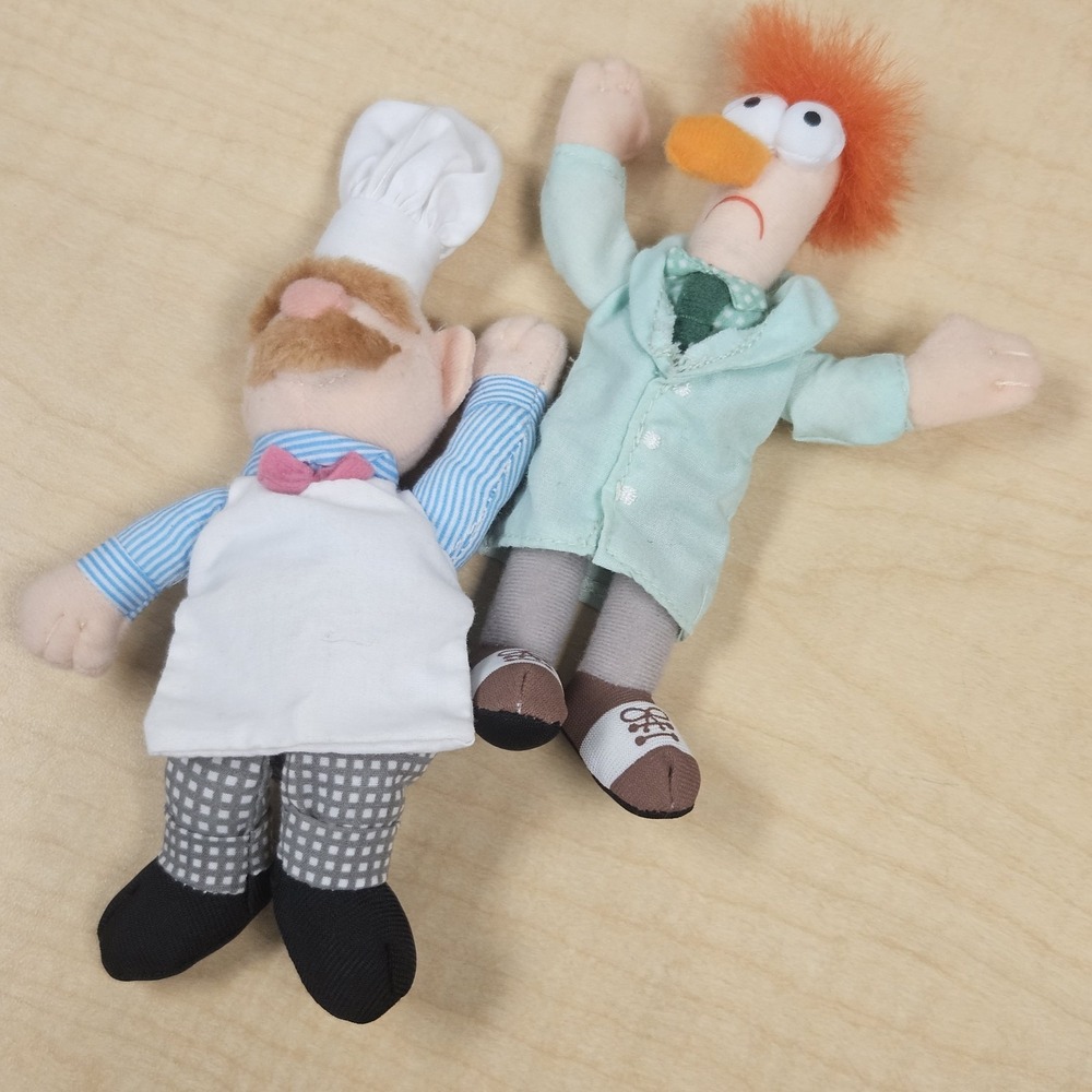2002 McDonald's Muppets Beaker Swedish Chef Plush Lot of 2 Vintage